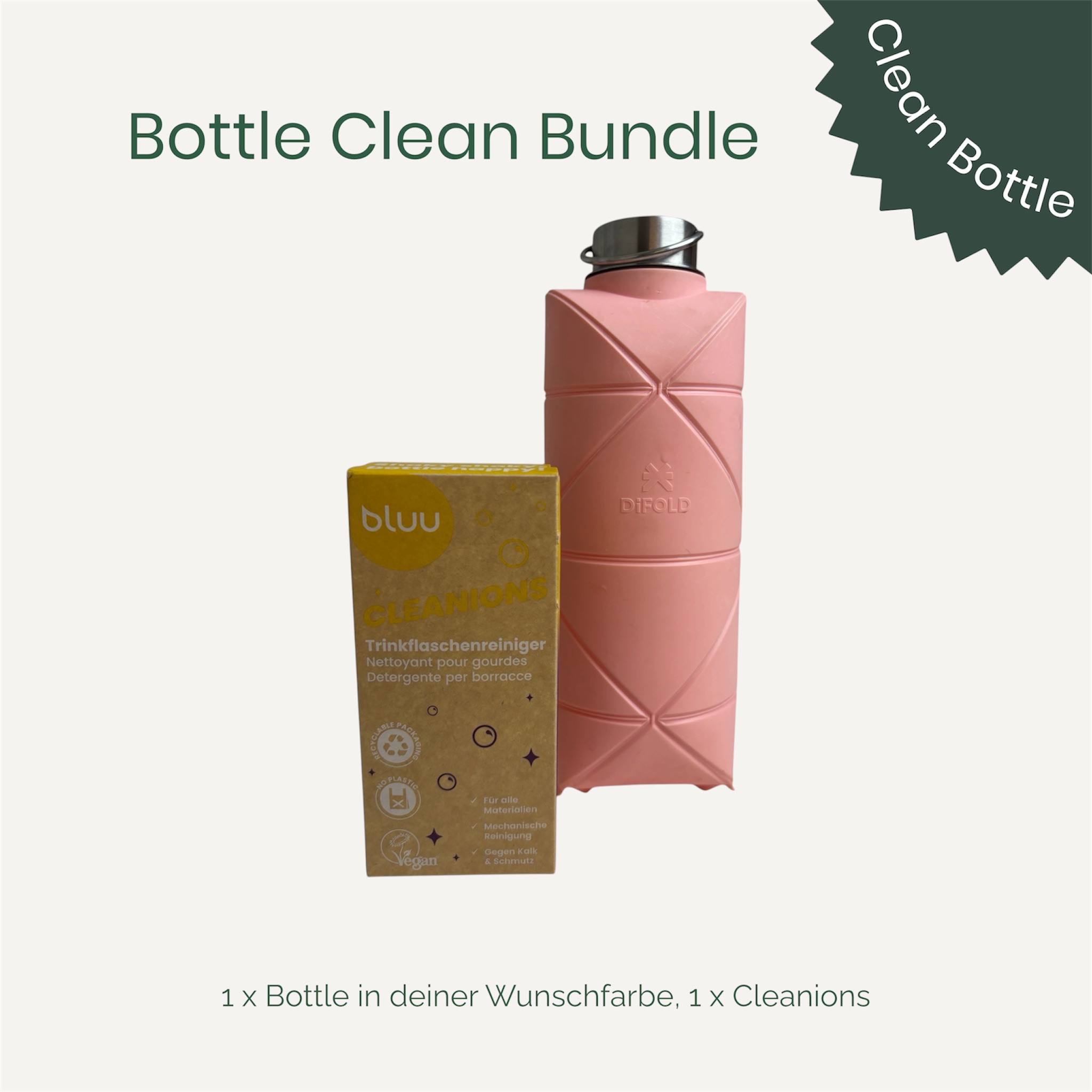 Faltbare Trinkflasche + Cleanions – Bild 2